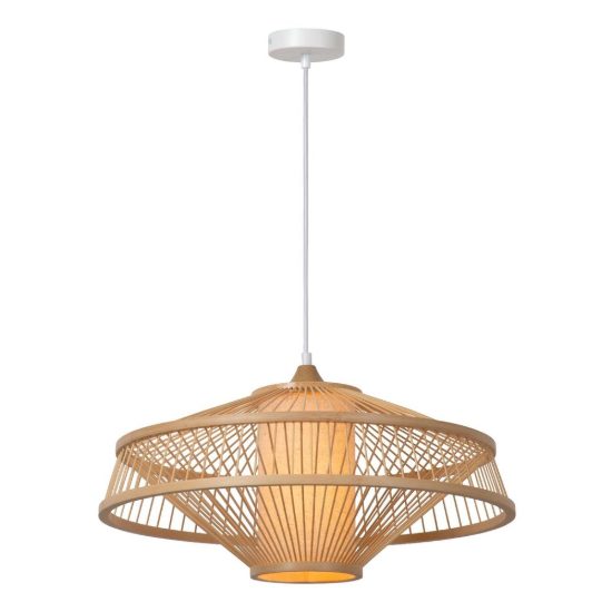 Lampadario a sospensione grande conico per soggiorno moderno naturale bianco