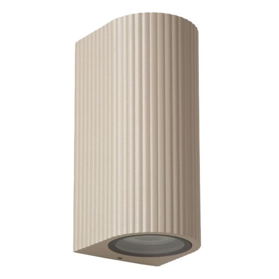 Applique da esterno biemissione semicilindrica rigata moderna tortora ip65