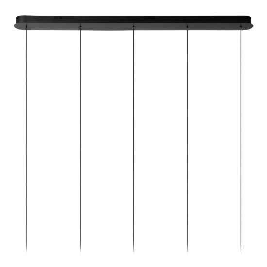 Lampadario con 5 pendenti lineare per sala da pranzo contemporaneo ambra nero led 20w 2700k