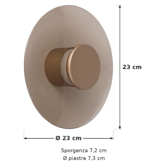Applique rotonda per soggiorno contemporanea ambra champagne led 10w cct 2700k 3300k 4000k
