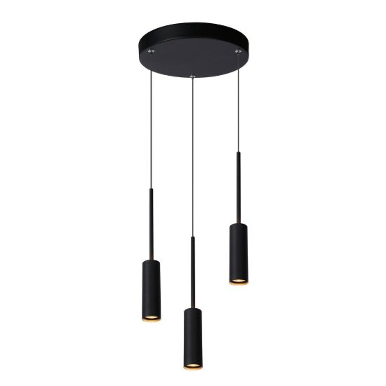 Lampadario a sospensione con 3 pendenti per sala da pranzo moderno nero led 21w 2700k