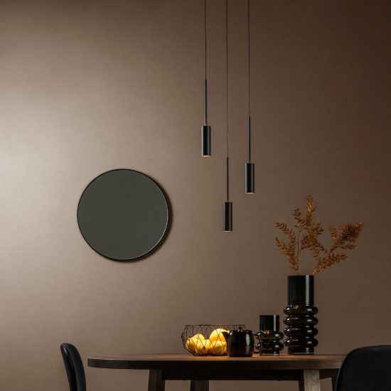 Lampadario a sospensione con 3 pendenti per sala da pranzo moderno nero led 21w 2700k