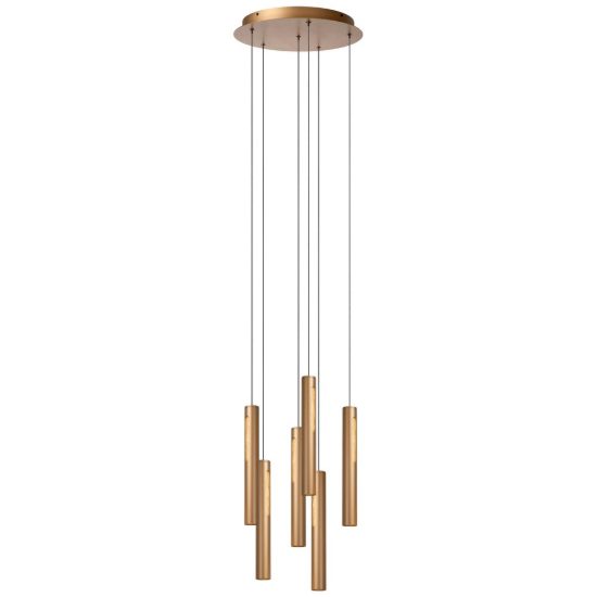 Lampadario con 6 pendenti a cascata per sala da pranzo bronzo led 36w cct 2700k 3300k 4000k