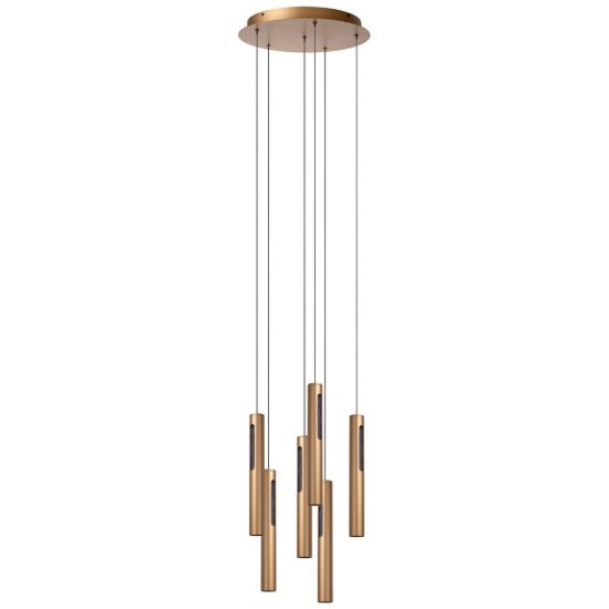 Lampadario con 6 pendenti a cascata per sala da pranzo bronzo led 36w cct 2700k 3300k 4000k
