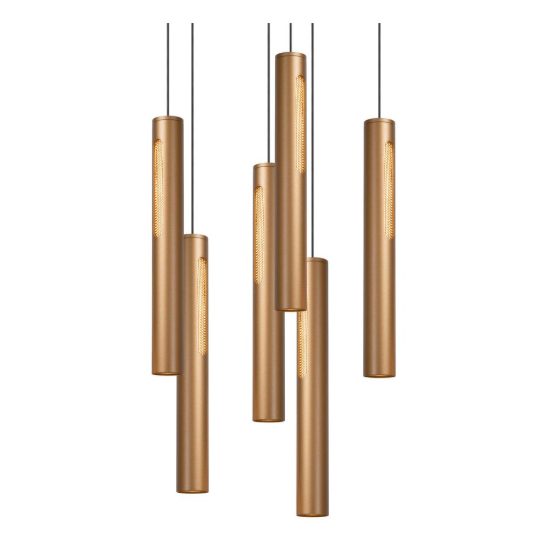 Lampadario con 6 pendenti a cascata per sala da pranzo bronzo led 36w cct 2700k 3300k 4000k