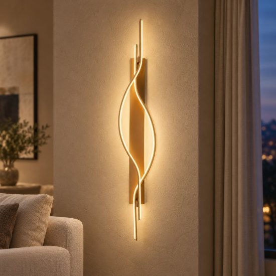 Applique a onda per soggiorno contemporanea champagne led 20w 2700k