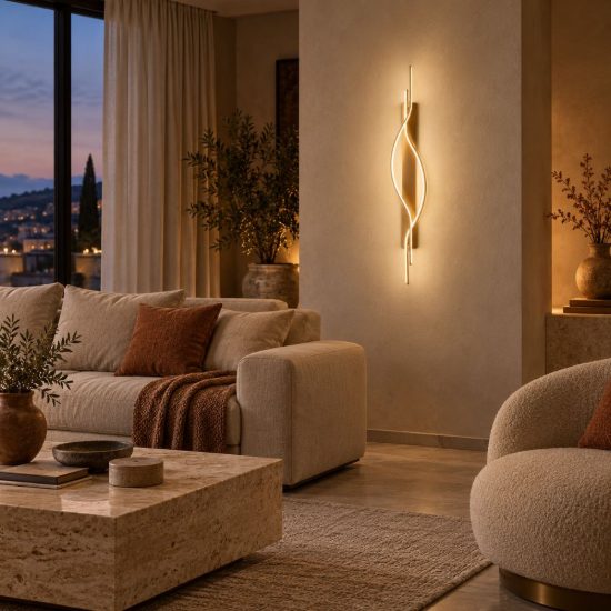 Applique a onda per soggiorno contemporanea champagne led 20w 2700k