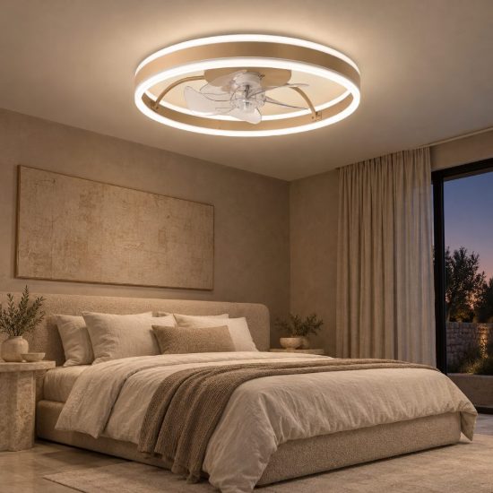 Ventilatore da soffitto con luce tortora led 36w cct 2200k 2700k 3000k con telecomando fino a 20 mq
