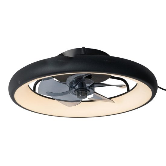 Ventilatore da soffitto con luce nero led 36w cct 2200k 2700k 3000k con telecomando fino a 20 mq