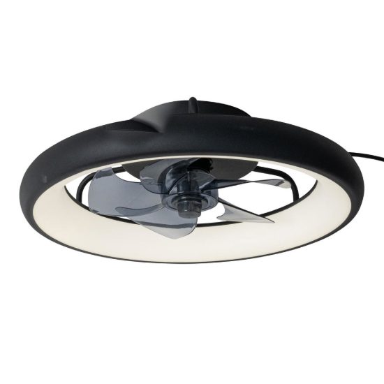 Ventilatore da soffitto con luce nero led 36w cct 2200k 2700k 3000k con telecomando fino a 20 mq