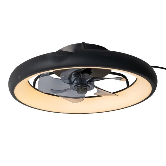 Ventilatore da soffitto con luce nero led 36w cct 2200k 2700k 3000k con telecomando fino a 20 mq