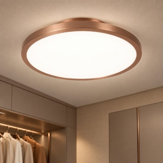 Plafoniera rotonda moderna champagne opalino led 15w cct 2700k 4000k smart