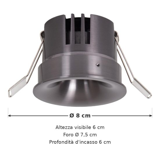Faretto da incasso per cartongesso rotondo canna di fucile led 12w cct 2700k 3300k 4000k