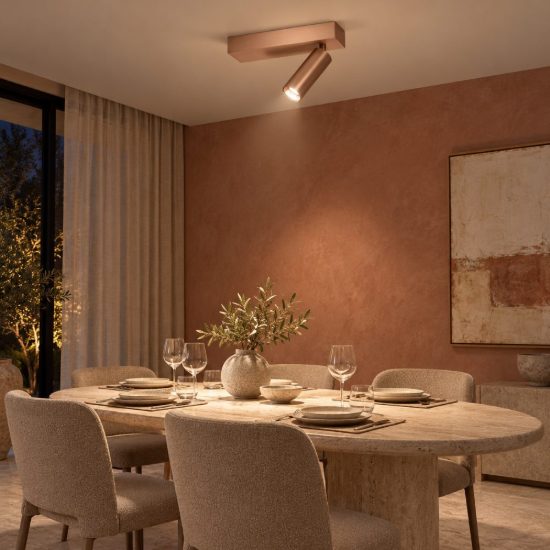 Faretto da soffitto per sala da pranzo orientabile champagne led 8w cct 2700k 4000k smart