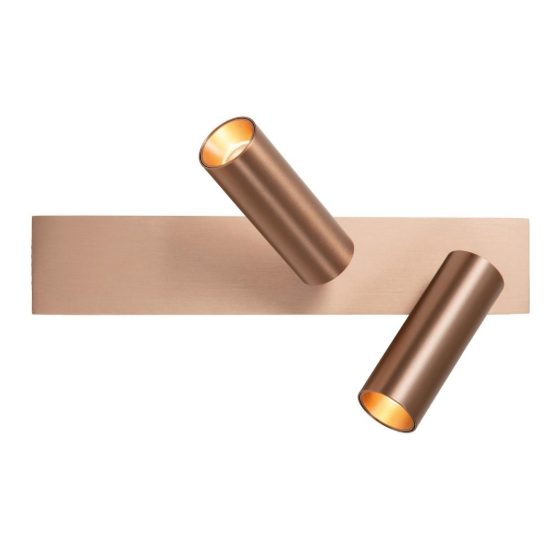 Plafoniera con 2 faretti orientabili moderna champagne led 16w cct 2700k 4000k smart