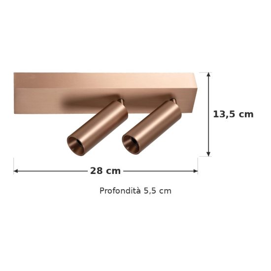 Plafoniera con 2 faretti orientabili moderna champagne led 16w cct 2700k 4000k smart