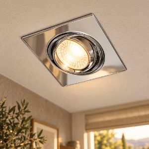Faretto da incasso per controsoffitto quadrato cromato