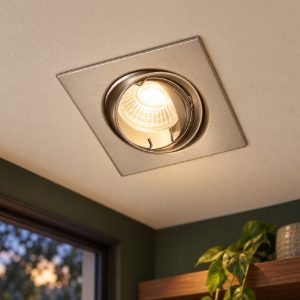 Faretto da incasso per controsoffitto quadrato nichel opaco orientabile