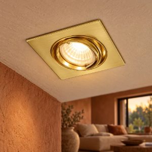 Faretto da incasso quadrato ottone satinato orientabile per controsoffitto