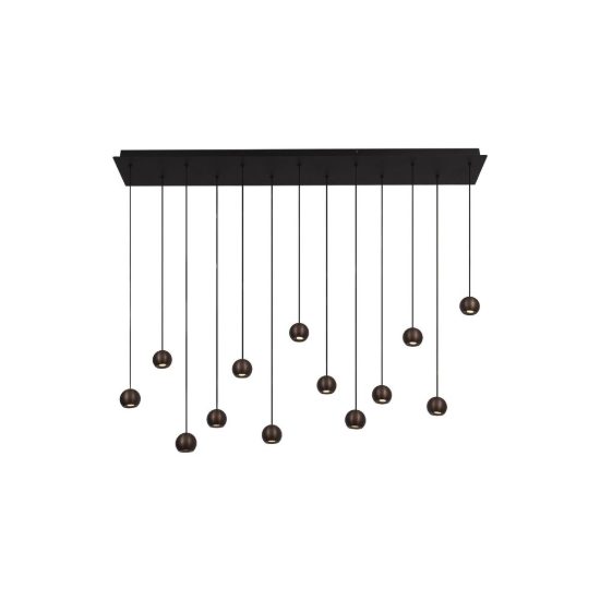 Lampadario con 13 pendenti lineare caffe nero led 74,1w cct 2700k 4000k con telecomando