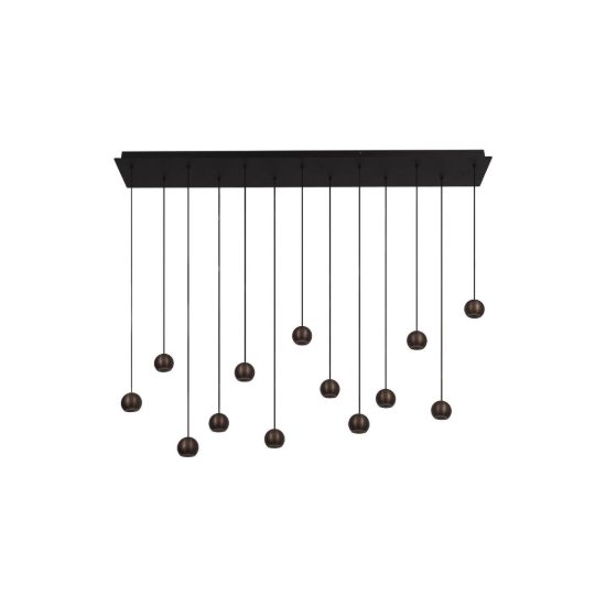 Lampadario con 13 pendenti lineare caffe nero led 74,1w cct 2700k 4000k con telecomando