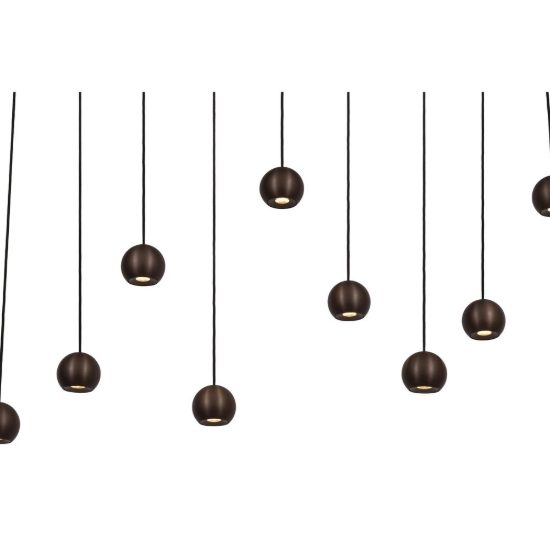 Lampadario con 13 pendenti lineare caffe nero led 74,1w cct 2700k 4000k con telecomando
