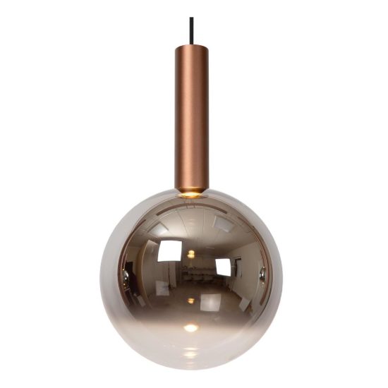 Lampadario con 5 pendenti lineare per sala da pranzo rame fume led 20w cct 2200k 2700k 3300k