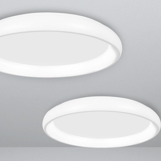Plafoniera tonda led 32w 3000k dimmerabile per camera da letto moderna bianca sabbiata
