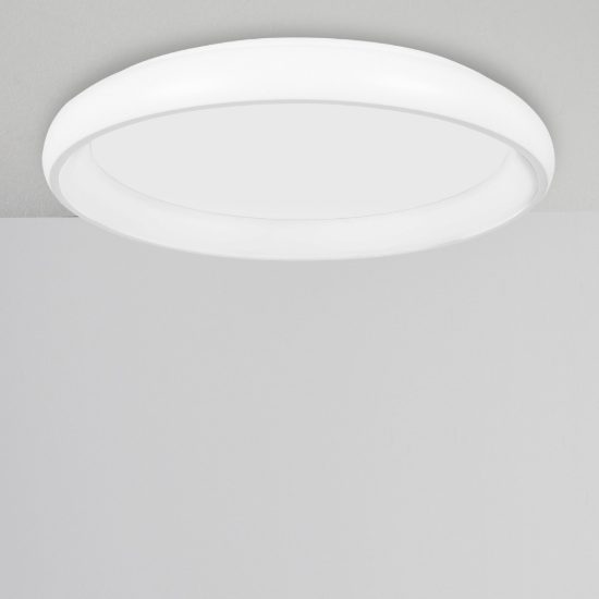 Plafoniera tonda led 84w 3000k dimmerabile per soggiorno moderna bianca sabbiata