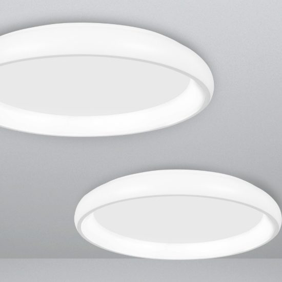 Plafoniera tonda led 84w 3000k dimmerabile per soggiorno moderna bianca sabbiata