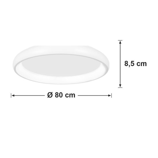 Plafoniera tonda led 84w 3000k dimmerabile per soggiorno moderna bianca sabbiata