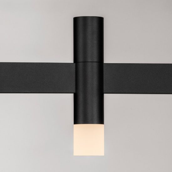 Lampadario a sospensione lineare a 3 luci led 12w 2700k dimmerabile per cucina nero sabbiato