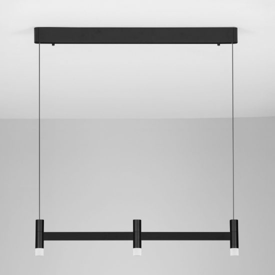 Lampadario a sospensione lineare a 3 luci led 12w 2700k dimmerabile per cucina nero sabbiato