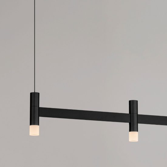 Lampadario a sospensione lineare a 3 luci led 12w 2700k dimmerabile per cucina nero sabbiato