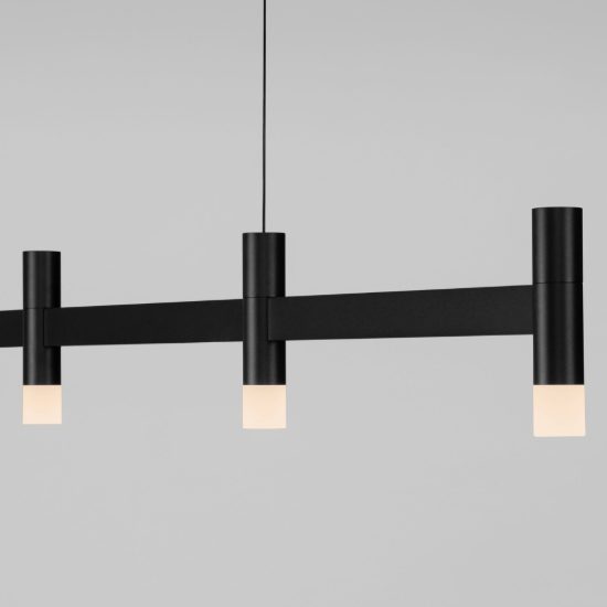 Lampadario a sospensione lineare a 5 luci led 21w 3000k dimmerabile per cucina nero sabbiato