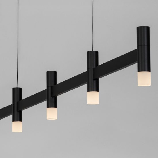 Lampadario a sospensione lineare a 5 luci led 21w 3000k dimmerabile per cucina nero sabbiato