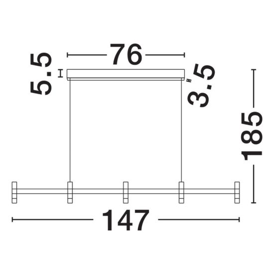 Lampadario a sospensione lineare a 5 luci led 21w 3000k dimmerabile per cucina nero sabbiato