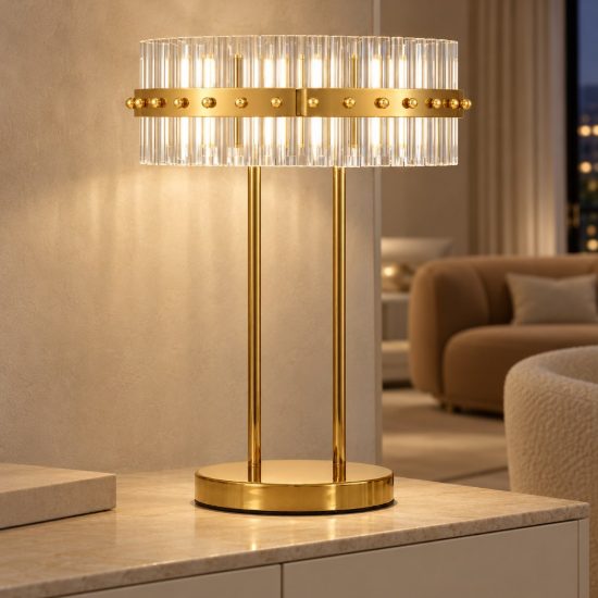 Lampada da tavolo led 23w 3500k per soggiorno classica oro platino