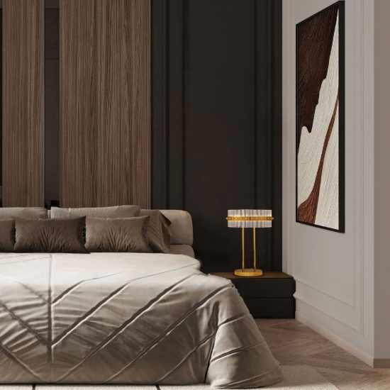 Lampada da tavolo led 23w 3500k per soggiorno classica oro platino