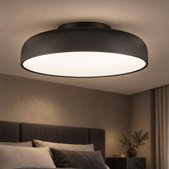 Plafoniera a cupola led 36w 2700k dimmerabile per camera da letto moderna nera sabbiata