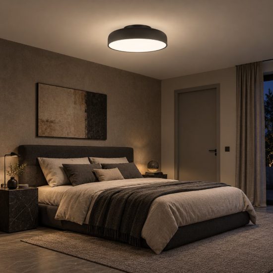 Plafoniera a cupola led 36w 2700k dimmerabile per camera da letto moderna nera sabbiata