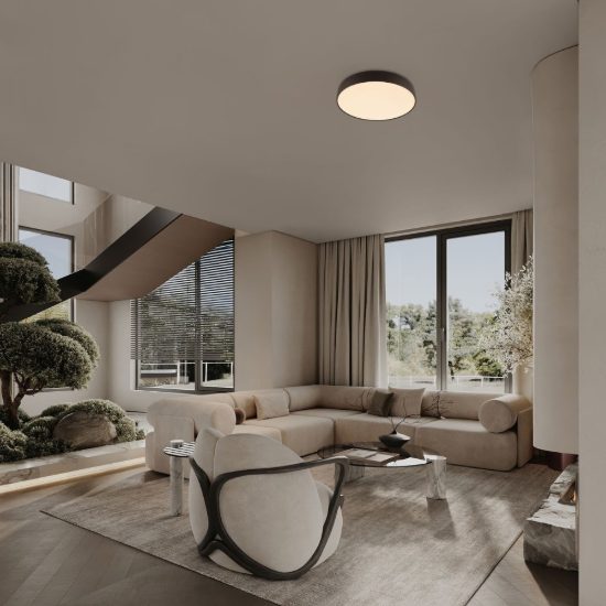 Plafoniera a cupola led 36w 2700k dimmerabile per camera da letto moderna nera sabbiata
