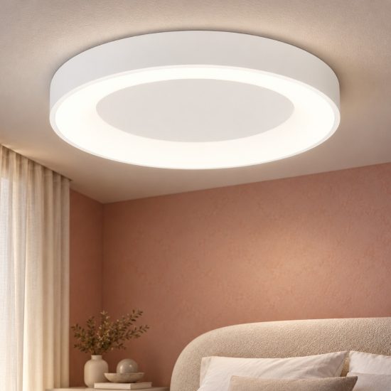 Plafoniera ad anello led 50w cct 3000k 4000k con controllo smart per camera da letto bianca sabbiata