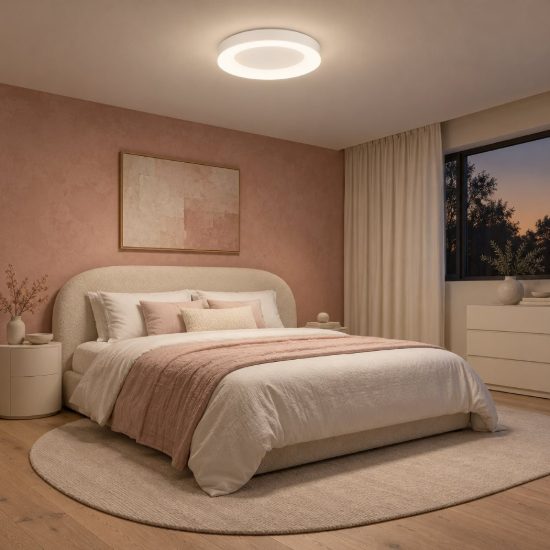 Plafoniera ad anello led 50w cct 3000k 4000k con controllo smart per camera da letto bianca sabbiata
