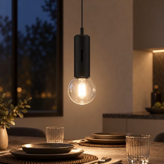 Lampada a sospensione led 11w 3000k dimmerabile con sensore per camera da letto moderna nera