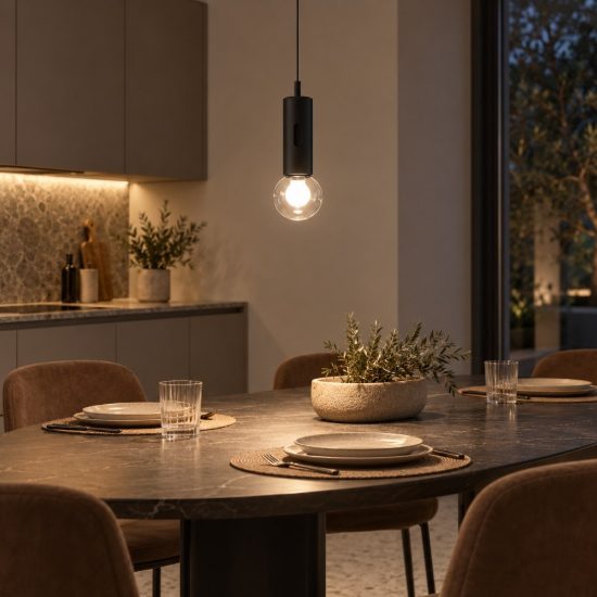 Lampada a sospensione led 11w 3000k dimmerabile con sensore per camera da letto moderna nera