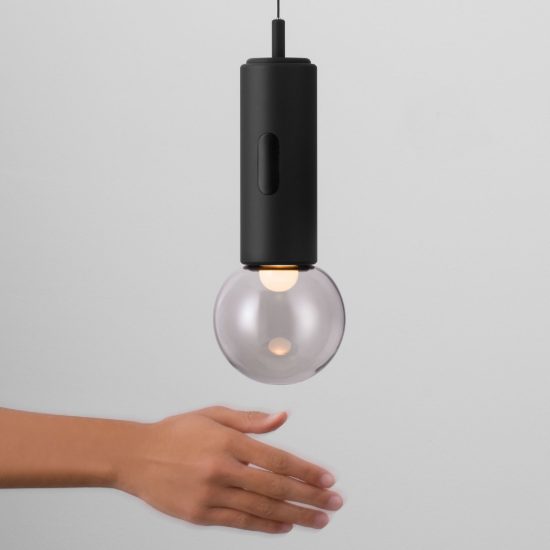 Lampada a sospensione led 11w 3000k dimmerabile con sensore per camera da letto moderna nera