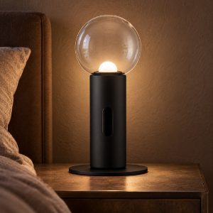 Abat-jour led 11w 3000k dimmerabile con sensore per comodino moderno nero