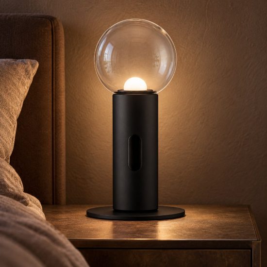 Abat-jour led 11w 3000k dimmerabile con sensore per comodino moderno nero