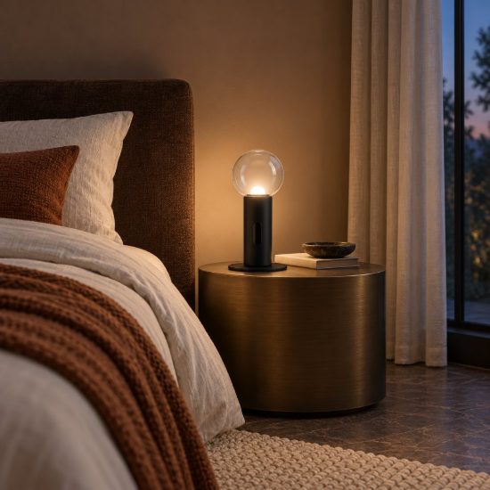 Abat-jour led 11w 3000k dimmerabile con sensore per comodino moderno nero